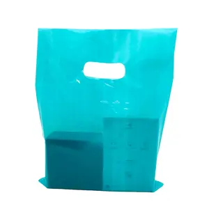 Sac en plastique personnalisé avec logo imprimé personnalisé bon marché au détail sac à provisions en PE-BD avec poignée en PVC pour vêtements en gros