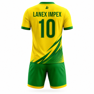 Ensemble de maillot de football personnalisé pour hommes et garçons, tenue de sport à manches courtes, tissu respirant, uniforme d'équipe, entraînement, logo, nom - Product Image 3