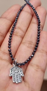 2.50MM Round Cut <b>Moissanite</b> <b>Bracelet</b> | Black <b>Moissanite</b> Round Beads With Charm | - Product Image 3