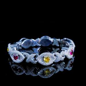 จี้พระเยซูทรงกลมประดับมอยส์ซาไนต์ สร้อยข้อมือเทนนิสเงินสำหรับผู้ชายสไตล์ฮิปฮอป เครื่องประดับทางศาสนาที่มีความหมายสำหรับเขา สไตล์หรูหรา - Product Image 2