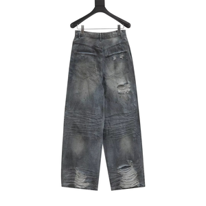 <b>Correct</b> Edition BAL Style Hidden-dyed Distressed Ripped Jeans for Men High Quality Trendy Brand Denim Pants for Men - Product Image 1
