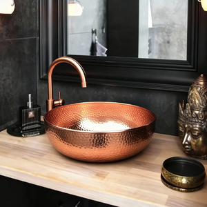 Lavabo de cobre hecho a mano, lavabo marroquí decorativo para baño, lavabo de cobre artesanal, lavabo de metal para baño - Product Image 2