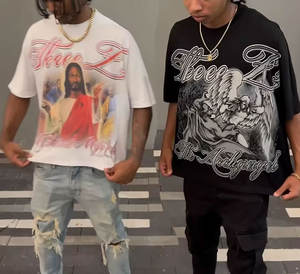 ผู้ผลิตเสื้อยืดคอกลมลายกราฟิกสตรีทแวร์แบบกำหนดเอง เนื้อผ้าหนา 300gsm ผ้าฝ้าย 100% สกรีนลาย ระบายอากาศได้ดี กันยับ - Product Image 6