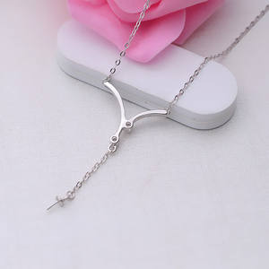 Collier chaîne avec pendentif long en argent S925 avec un porte-perle vide tendance 310, accessoires de bijoux DIY pour femmes - Product Image 4