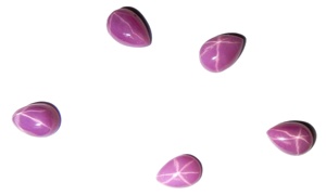 Rubis Étoilé Rose Taillé Poire 5x7 mm 1 Carat Créé en Laboratoire Poli Opaque Cabochon avec Effet Étoile à 6 Branches pour la Fabrication de Bijoux - Product Image 2