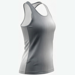 Débardeur pour femme en polyester gris uni, séchage rapide, tricoté, col rond, style sportif, imprimé par sublimation, 100 % polyester - Product Image 3
