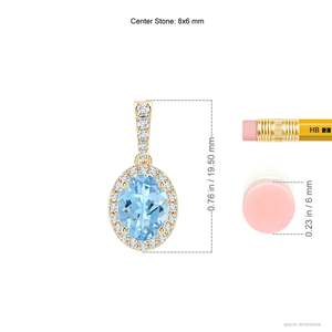 Colgante de Oro de 14K Hecho a Mano con Piedra Preciosa de Aguamarina Natural de Corte Ovalado Estilo Vintage y Halo de Diamantes, Joyería Fina de Alta Calidad - Product Image 2