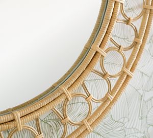 Miroir rond en rotin charmant, fait main, avec cadre en osier, miroir décoratif style bohème, décoration intérieure pour chambre et salon - Product Image 5