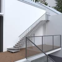 Escalier droit à poutre unique en acier inoxydable robuste pour extérieur commercial et évacuation en cas d'incendie
