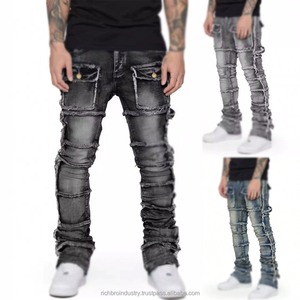 กางเกงยีนส์ทรงตรงสไตล์ฮิปฮอปสำหรับผู้ชายรุ่นใหม่ปี 2025 ดีไซน์สตรีทแฟชั่น หลายกระเป๋า ทรงสลิมฟิต ระบายอากาศได้ดี เหมาะสำหรับงานปาร์ตี้ - Product Image 5