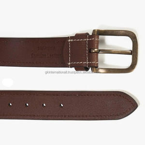 Cinturón Casual de Cuero para Hombre, 100% Piel de Vaca, Marrón, Doble Costura, para Jeans o Pantalones - Product Image 1