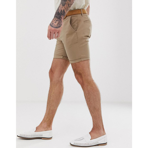 Shorts Bermuda Kaki pour Homme avec Ceinture et Poches, Taille Mi-Haute, Décontracté, en Tissu Oxford de Coton Respirant, Style Boutonné - Product Image 3