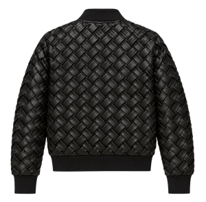 Chaqueta Bomber de Cuero Tejido Negro para Mujer SBEA IMPEX, Chaqueta de Cuero Genuino Texturizado y Elegante con Cierre, Impermeable, Estilo Cafe Racer - Product Image 2