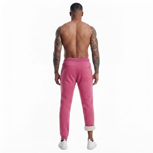 Mens Spring Sherpa Lined Anti-Pilling Drawstring Closure Mid Waist <b>Linen</b>/Cotton Fleece Joggers Warm Athletic Track Pants Casual - Product Image 2
