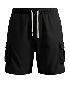 Men's Black Casual 3PCS Hoodies Jogger Shorts Set Crew Neck Solid Color Knitted Breathable Quick Dry High Quality Autumn Wear - Product Image 4