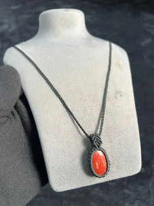 Collier en macramé en jade fait main, pendentif classique en forme de boule, chaînes réglables en cordon noir, bijoux en cristal de guérison - Product Image 5