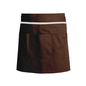 Tablier tissé marron pour femme avec rayures blanches et poches, idéal pour l'uniforme du personnel de service de restaurant et de bar - Collection 2026 à succès - Product Image 1
