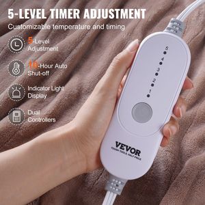 <b>Heated</b> 100\" X 90\" King Size Electric <b>Blanket</b> Soft Flannel with 10 Hours Timer Auto-Off 5 Heating Levels Electric <b>Throw</b> - Product Image 4