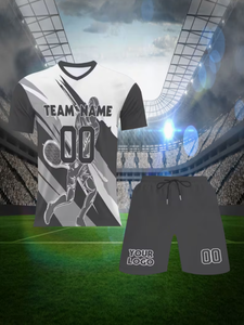 Conjunto de Camiseta y Pantalones Cortos de Tenis y Bádminton con Nombre de Equipo Personalizado, Cuello en V, Impresión por Sublimación Frontal, Transpirable, Unisex - Product Image 5