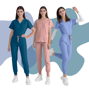 Custom Logo Nursing <b>Scrub</b> <b>Set</b> for Women, Medical Dental Hospital Beauty Spa Uniform with Fit & Flare Tall Pants - Product Image 1
