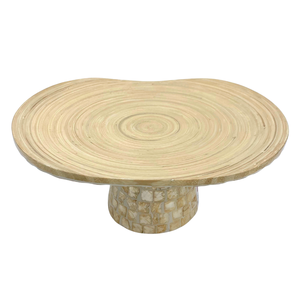 Pedestal con incrustaciones de Capiz de bambú redondo Irregular hecho a mano, elevador de servicio decorativo para el hogar, cocina, fiesta, decoración de eventos - Product Image 3