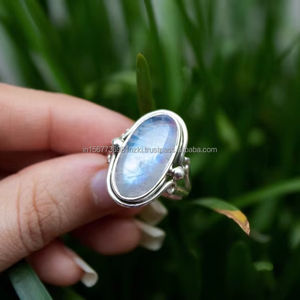 925 bague en argent Sterling véritable pierre gemme bohème bague à la main bijoux en argent bague cadeau pour elle - Product Image 1