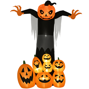 Decorazione Gonfiabile Gigante per Halloween a Forma di Zucca e Fantasma, 2,7 m, per Esterni - Product Image 1