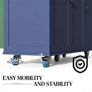 Isola da Cucina Blu e Carrello con Mobile Porta Stoviglie per le Tue Esigenze di Stoccaggio in Cucina - Product Image 3