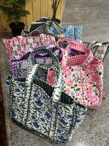 Bolso de mano de algodón multicolor para mujer, bolsa de compras, bolsos de hombro, bolso acolchado, bolsa de transporte, bolsos hechos a mano, 5 piezas - Product Image 4