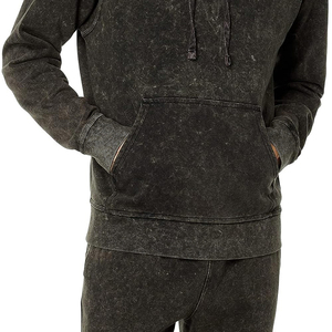 Conjunto deportivo informal para hombre, con sudadera con capucha y pantalones jogger de corte ajustado, estilo acid wash, para gimnasio, entrenamiento y ropa de calle. - Product Image 5