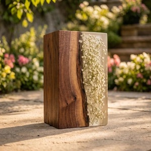 Dried Flower Resin American Eco-Friendly Cremation Urn Personalized Floral Wooden Memorial <b>for</b> Human Pet Baby <b>Ashes</b> Sympathy - Product Image 4