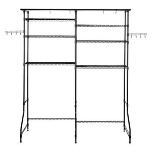 ชั้นวางของเหนือเครื่องซักผ้า/เครื่องอบผ้าแบบปรับได้ 6 ชั้น 2 แถว พร้อมราวแขวนและตะขอ ชั้นวางเครื่องซักผ้าสองแถว - Product Image 1