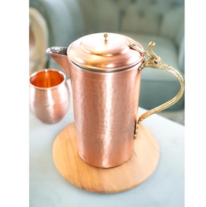 Carafe à eau en cuivre avec couvercle et deux tasses, design classique, grande capacité, ensemble de vaisselle pour la maison - Product Image 3