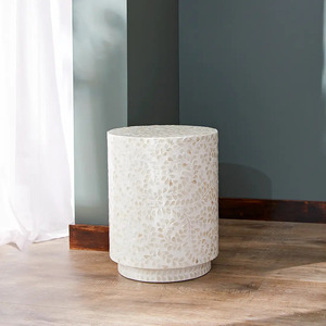 Taburete con incrustaciones de hueso hecho a mano en India, taburete moderno para sala de estar a precio de mayorista. - Product Image 1