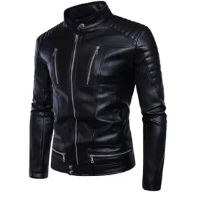 Chaqueta de Cuero Genuino para Hombre, Diseño Color Block Unisex, Alta Calidad, Cuello Alto, Impermeable, Resistente al Viento, Venta al Por Mayor - Product Image 6