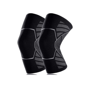 Genouillère élastique pour homme en polyester respirant, soutien et compression, protection sportive, gris avec bordure verte - Product Image 5