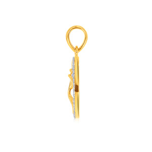 Yellow Gold Diamond Pendant <b>Charm</b> With Round Brilliant Cut Lab Grown Diamonds Classic Style For Women's Everyday Wear - Product Image 3