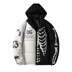 Veste d'hiver OEM personnalisée grande taille pour hommes Streetwear d'hiver sweat à capuche avec fermeture à glissière bouffante fabrication de vestes bouffantes avec logo personnalisé - Product Image 1