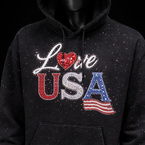 High Quality Unisex 450gsm Fleece High Street Streetwear Hip Hop Acid Wash Rhinestone Breathable Pocket Hoodie Custom <b>Sun</b> Faded - Product Image 6