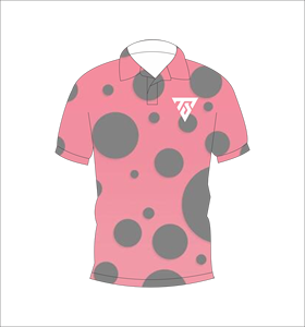 Polo pour homme à pois gris et rose, manches courtes, décontracté, respirant, en polyester tricoté, pour le golf - Product Image 4