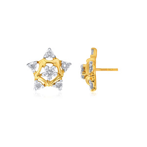 Starry Night Diamond <b>Studs</b> Yellow Gold Diamond <b>Stud</b> <b>Earrings</b> Round Brilliant Cut Women's Everyday Wear Classic Style G Color - Product Image 4