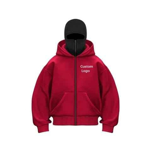 Sweat à capuche personnalisé surdimensionné à double couche, grande taille, à double capuche intégrale, lourd, zippé, brodé, pour l'hiver - Product Image 4