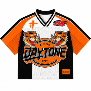 Maillot de football rétro personnalisé OEM, maillot de sport en mesh surdimensionné, maillot de football américain vintage, streetwear - Product Image 2