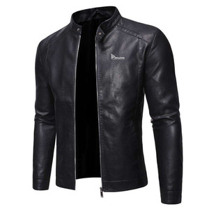 High Street Men's Gothic Biker <b>Jacket</b> <b>Punk</b> Leather Winter Eco-friendly Solid Zipper Silver Skull Cross Hardware Slim Fit Stand - Product Image 4