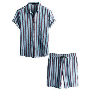 Ensemble d'été 2 pièces pour homme, imprimé en sérigraphie personnalisée, streetwear, tissu jersey respirant, t-shirt à manches courtes, polyester/coton - Product Image 1