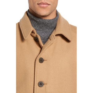 Manteau trench en feutre pour homme, style européen, automne-hiver, mi-long, à revers, simple boutonnage, couleur unie, décontracté - Product Image 5