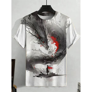 เสื้อยืดแขนสั้นผู้ชาย ลายหมาป่าร้องไห้กลางคืน คอกลม ทรงปกติ ผ้าฝ้าย 100% แห้งเร็ว ระบายอากาศได้ดี - Product Image 1