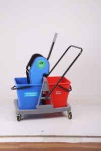 Double Bucket <b>Mop</b> Cart 10-15L With Side Press Mechanism Red And Blue Plastic Modern Style - Product Image 6