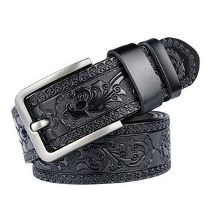 Handicrafts Environment Friendly 100% Original Buffalo Leather Belts Fashionable Custom Length Metal Buckle Belt Engrave Design - Product Image 1