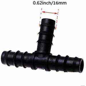 Raccord en T barbelé en PVC de 16 mm pour une branchement sécurisé des lignes d'irrigation pour l'arrosage des fermes, des jardins, des serres, des pelouses et des maisons - Product Image 1